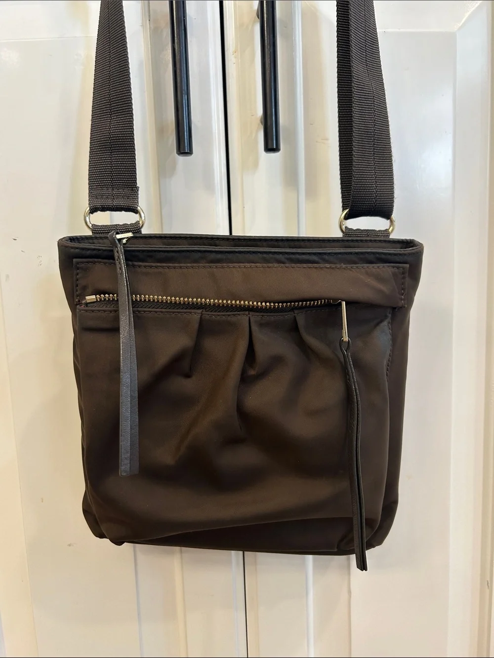 MZ Wallace Chocolate Brown Nylon Crossbody Messenger